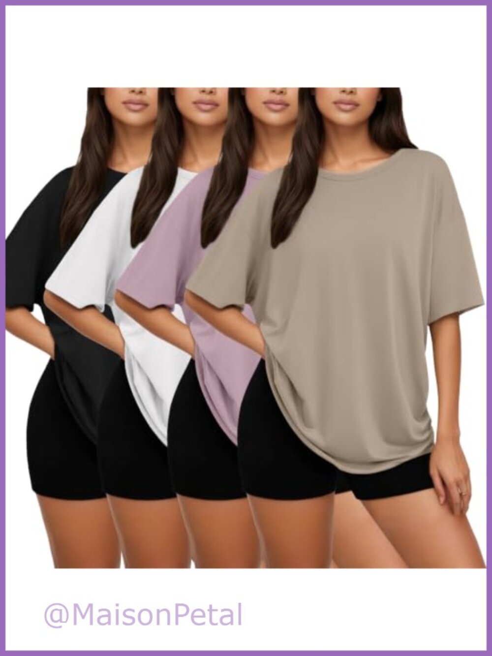 Oversized Tshirts for Women Short Sleeve Workout Tops 4 Pack